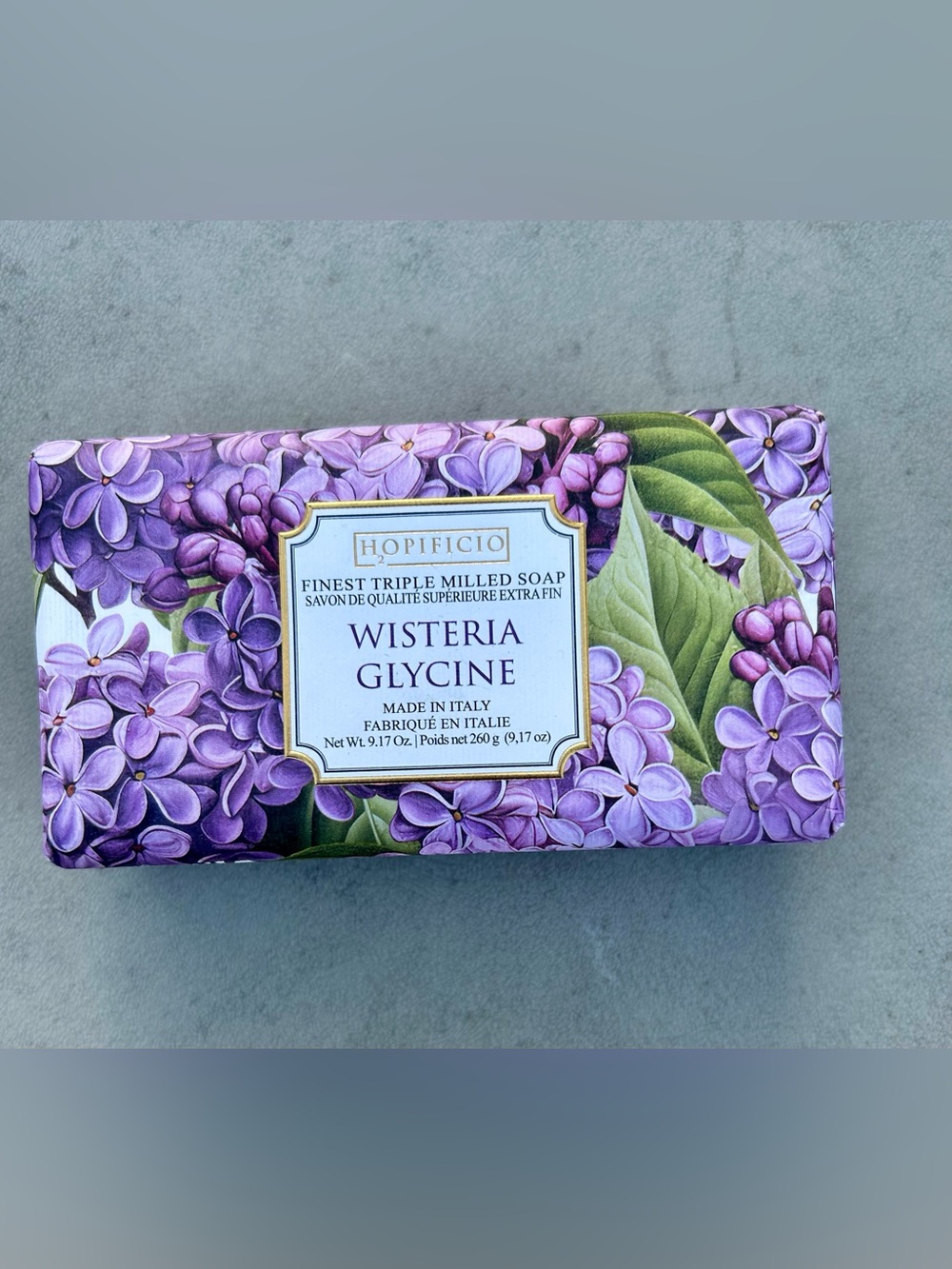 HOPIFICIO Finest Triple Milled Wisteria Glycine Soap Bar(260g/9.17 oz) ITALY
